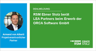 RSM Ebner Stolz berät LEA Partners beim Erwerb der ORCA Software GmbH  