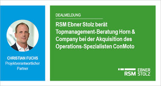 RSM Ebner Stolz berät Topmanagement-Beratung Horn  Company bei der Akquisition des Operations-Spezialisten ConMoto 