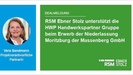 RSM Ebner Stolz unterstützt die HWP Handwerkspartner Gruppe beim Erwerb der Niederlassung Moritzburg der Massenberg GmbH 