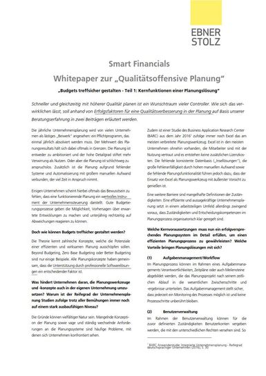 Smart Financials: Whitepaper zur Qualitätsoffensive Planung