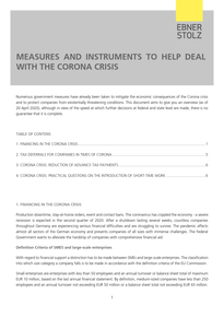 measures and instruments to help deal with the corona crisis